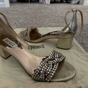 Badgley Mischka Metallic Gold Block Heels